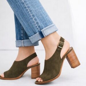 Madewell “Cary” Slingback Sandal - Olive Green Suede